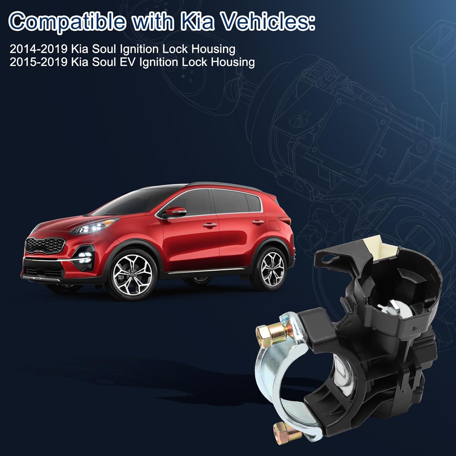 epicureanauto Ignition Lock Cylinder Housing
2014-2019 Kia Soul Ignition Lock Housing 2015-2019 Kia Soul EV Ignition Lock Housing