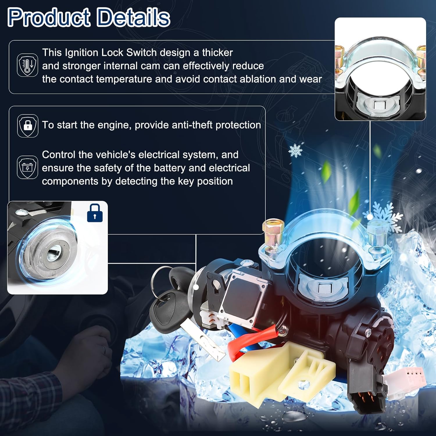 Durable Material: Made of high-strength metal materials, wear-resistant and corrosion-resistant. The plastic shell has impact resistance, which can protect the surface of internal components from damage and maintain long-term stable operation of the ignition lock switch in various driving environments