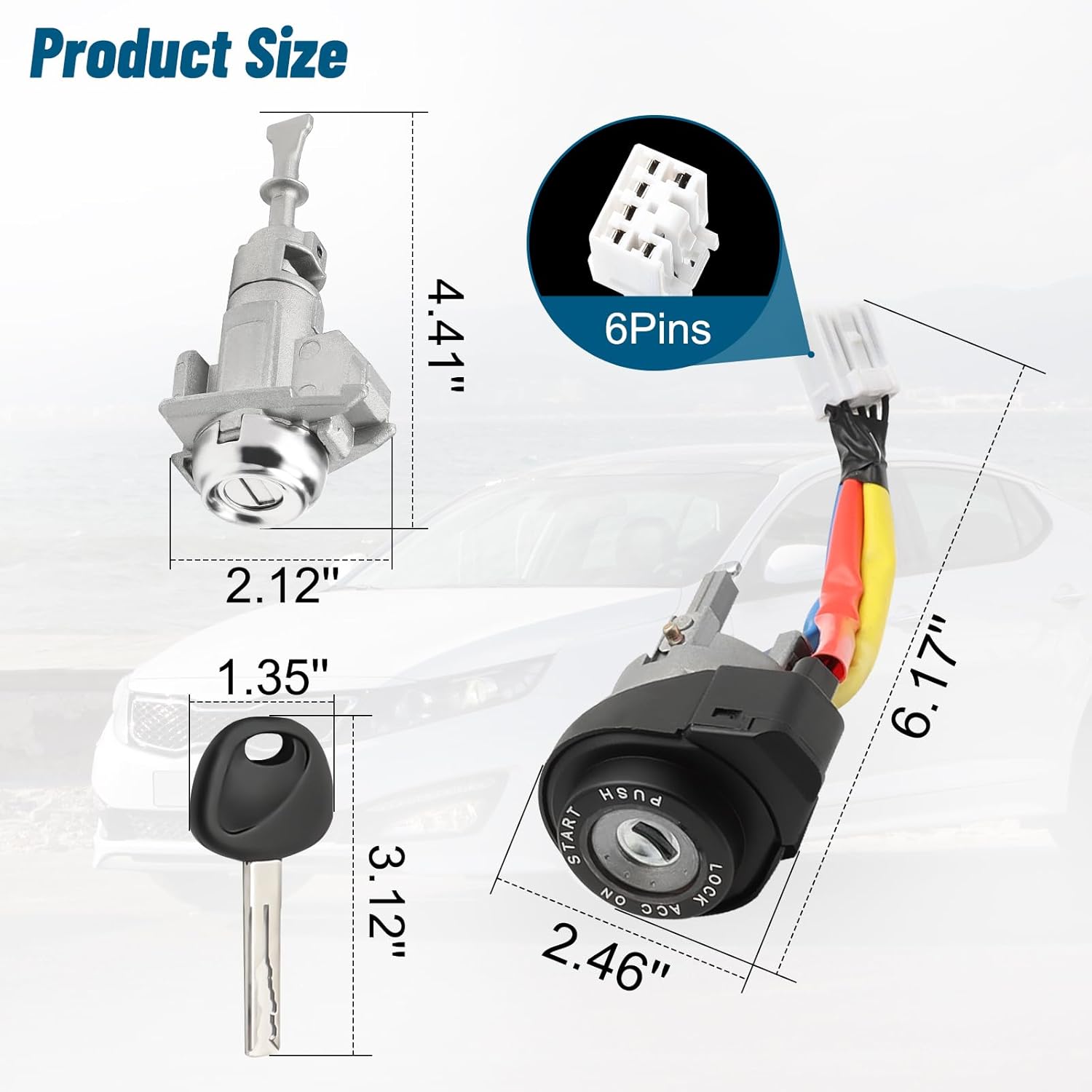 Ignition Switch Door Lock Cylinder with 2 Keys Compatible with Kia Optima 2011-2015 Rio 2013-2017